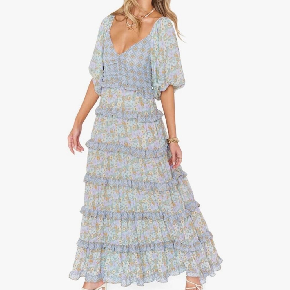 Show Me Your MuMu Colette Maxi Dress Women's XS Cottagecore Boho Hippie New